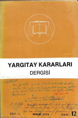 YARGITAY KARARLARI DERGİSİ, CİLT 1, SAYI 12, ARALIK 1975 KTP1908 - 1