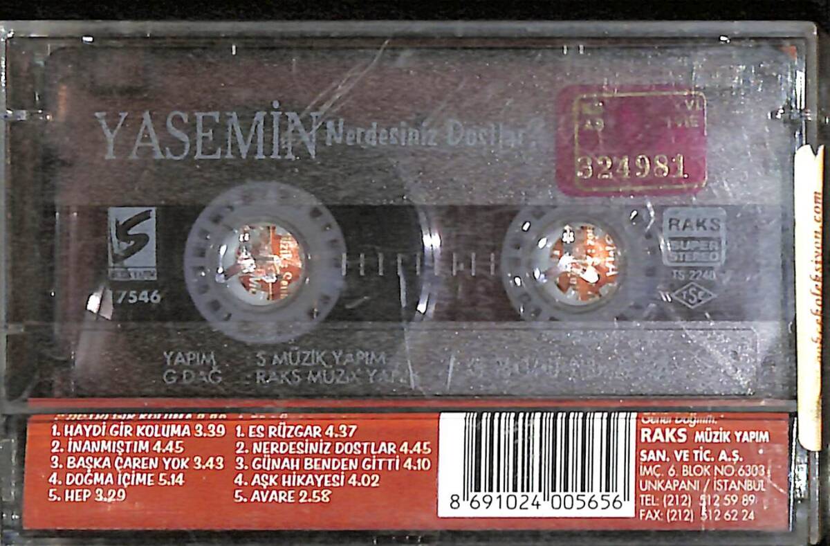 Yasemin - Nerdesiniz Dostlar Kaset (Bordo Bandrol - İkinci El) KST27285 - 2