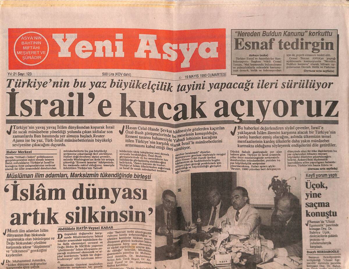 Yeni Asya Gazetesi 19 Mayıs 1990 - İsrail'e Kucak Açıyoruz - TZOB'da Demirel'e Sataşma GZ153248 - 1