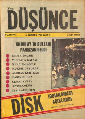 YENİ DÜŞÜNCE DERGİSİ 15 Temmuz 1981 Sayı 4 -Türk Kadınının Türk-İslam Cemiyetindeki Yeri NDR78658 - 1