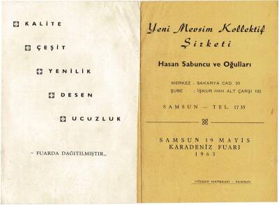 Yeni Mevsim Kollektif Şirketi Hasan Sabuncu ve Oğulları 1963 Yılı Samsun 19 Mayıs Karadeniz Fuarı Reklam Broşürü EFM6170 - 1