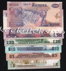 Zambiya 100,50,20,10,5,2 Kwacha Lot YKP1333 - 2