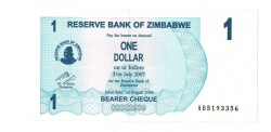 Zimbabwe 1 Dolar 2007 Çil YKP7927 - 1